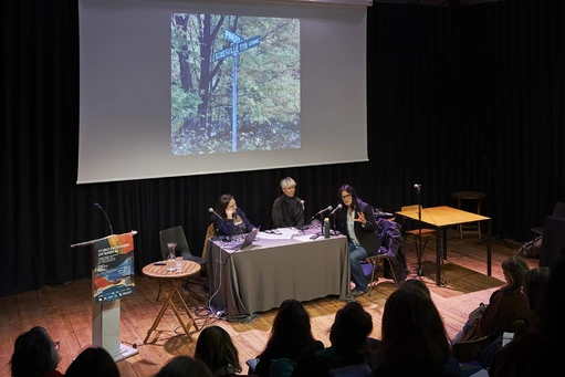 Leanne Betasamosake Simpson, Mikki Stedler and Laura Cull Ó Maoilearca, day programme Studio Encounters on Water #2, 23 April 2024: Perdu (Photo Simon Pillaud).