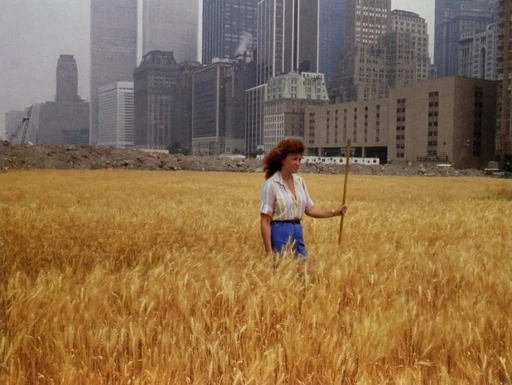 Agnes Denes: Wheatfield - A Confrontation: Battery Park Landfill, Downtown Manhattan.