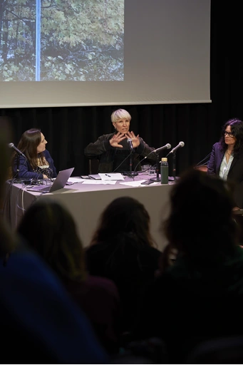 Leanne Betasamosake Simpson, Mikki Stedler and Laura Cull Ó Maoilearca, day programme Studio Encounters on Water #2, 23 April 2024: Perdu (Photo Simon Pillaud).